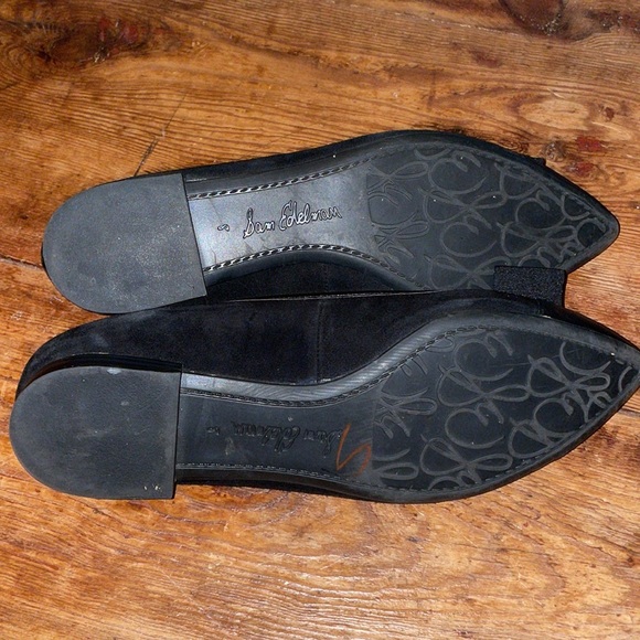 Sam Edelman Point Toe Black Suede Bow Flats - Picture 11 of 12